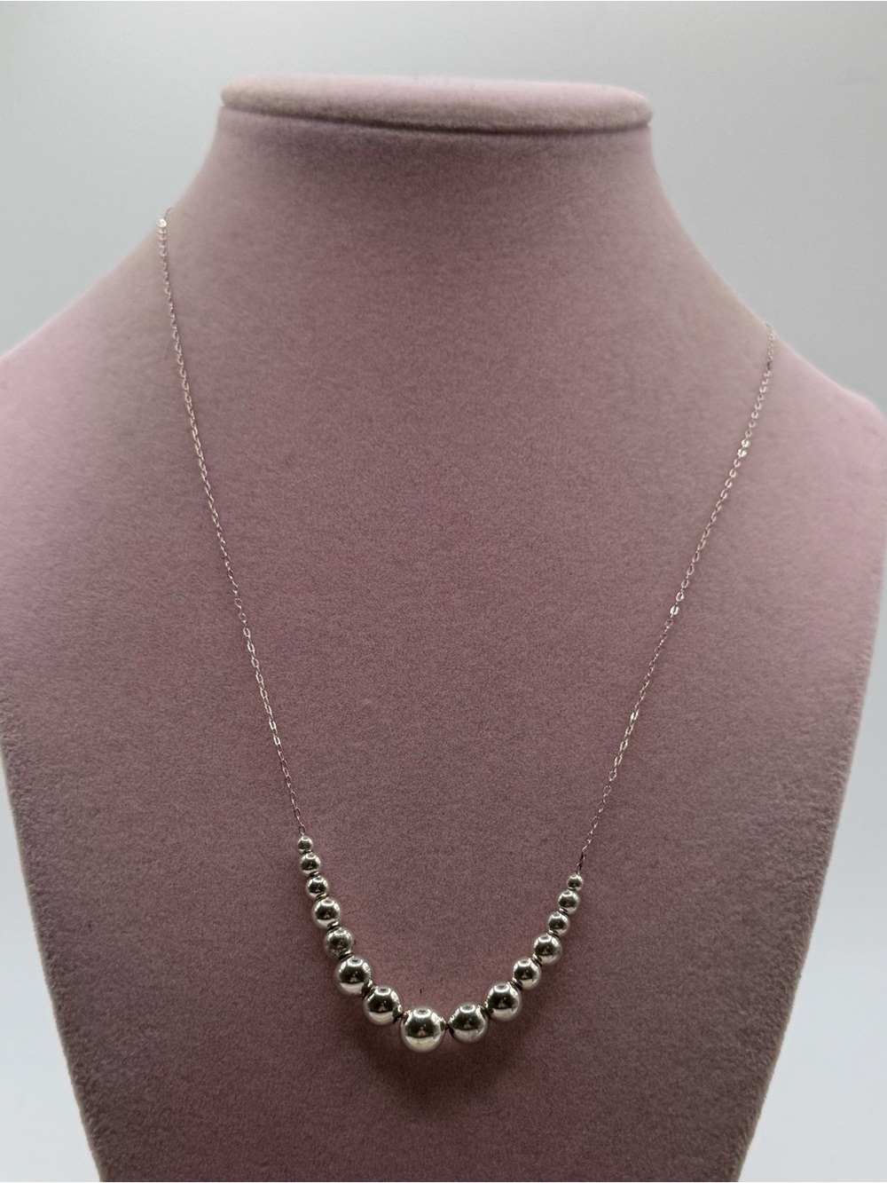 Sterling Silver Beaded Necklace - Elegant Silver Ball Pendant